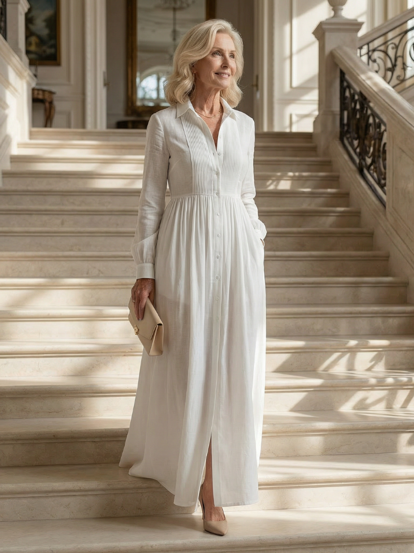 Belvenza | Abito Maxi in Tessuto Morbido Fluttuante
