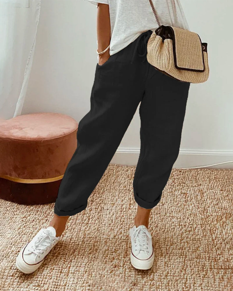Belvenza | Pantaloni Leggeri in Tessuto Traspirante