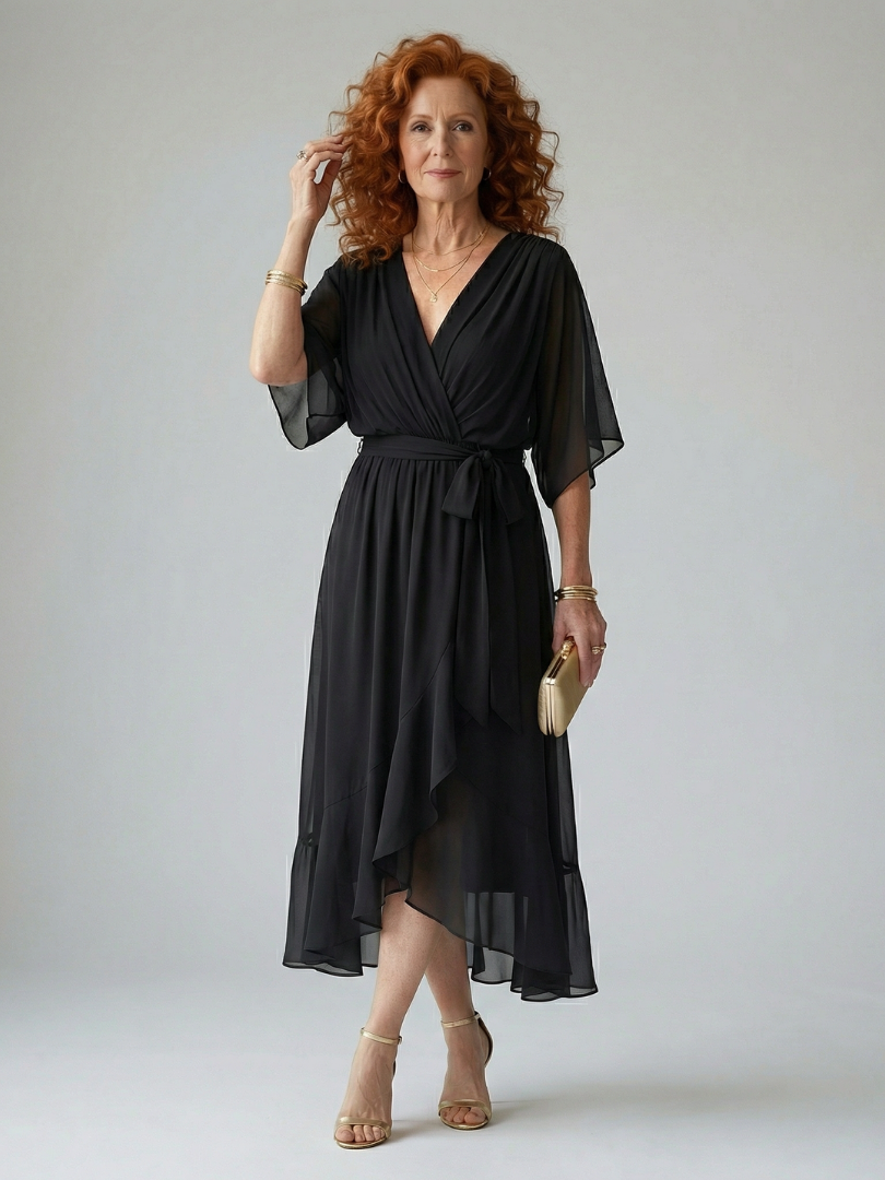 Belvenza | Abito Midi Drappeggiato Leggero