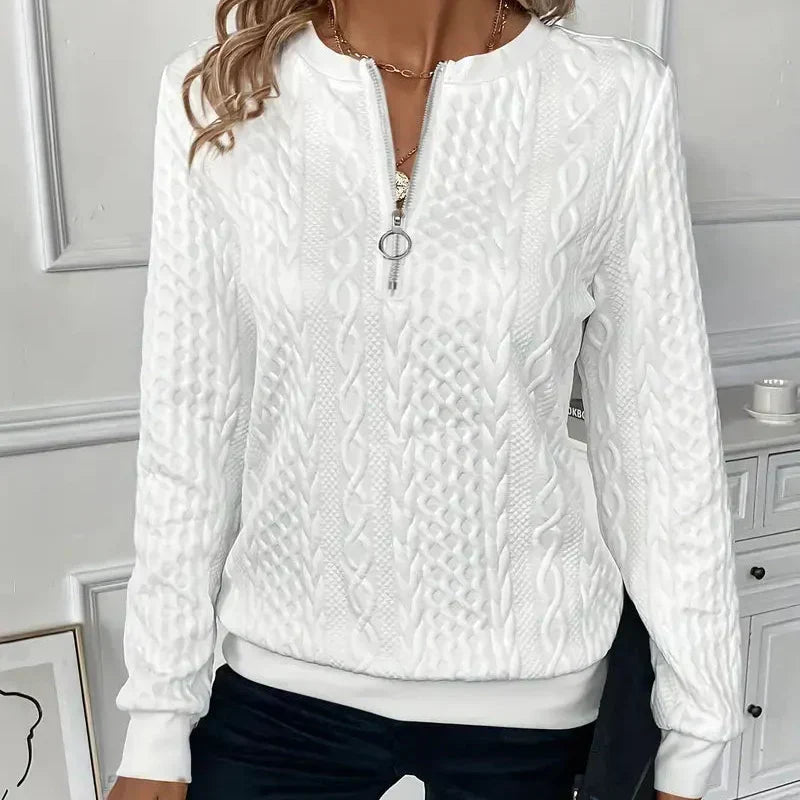 Belvenza | Pullover Elegante con Zip in Cotone