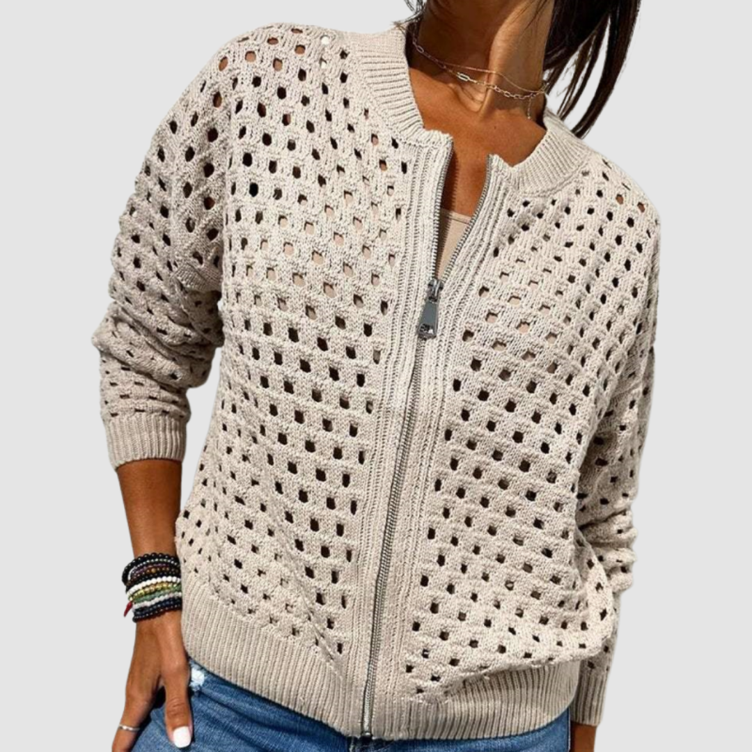 Belvenza | Giacca a Maglia Premium in Colore Neutro