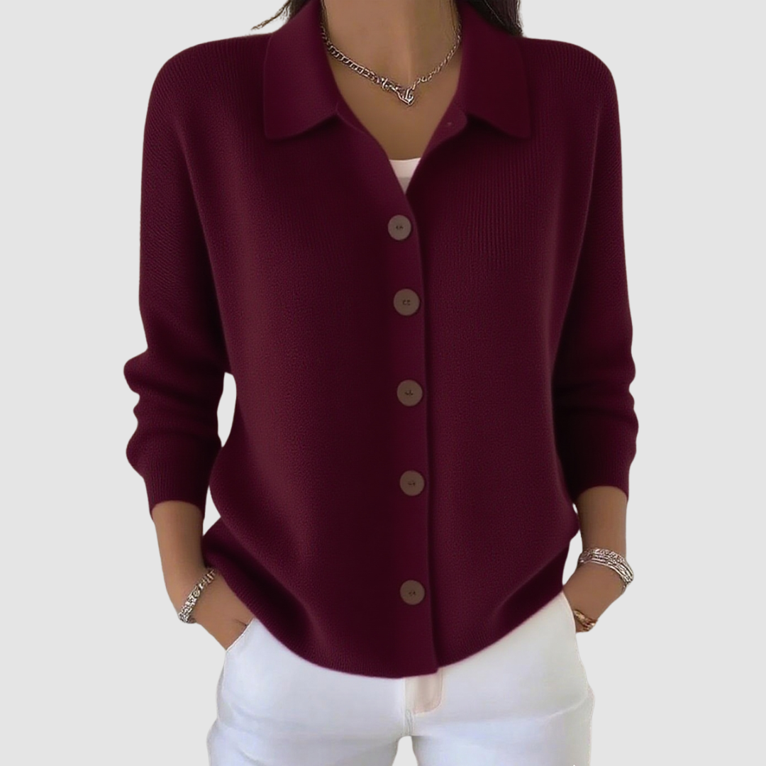 Belvenza | Cardigan in Maglia con Bottoni Grigio