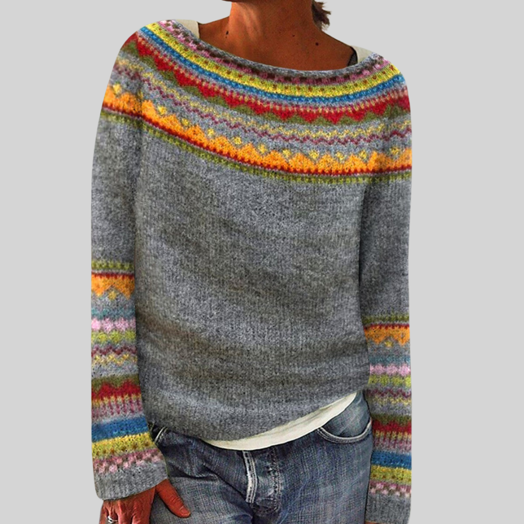 Belvenza | Maglione Retro in Colore Neutro