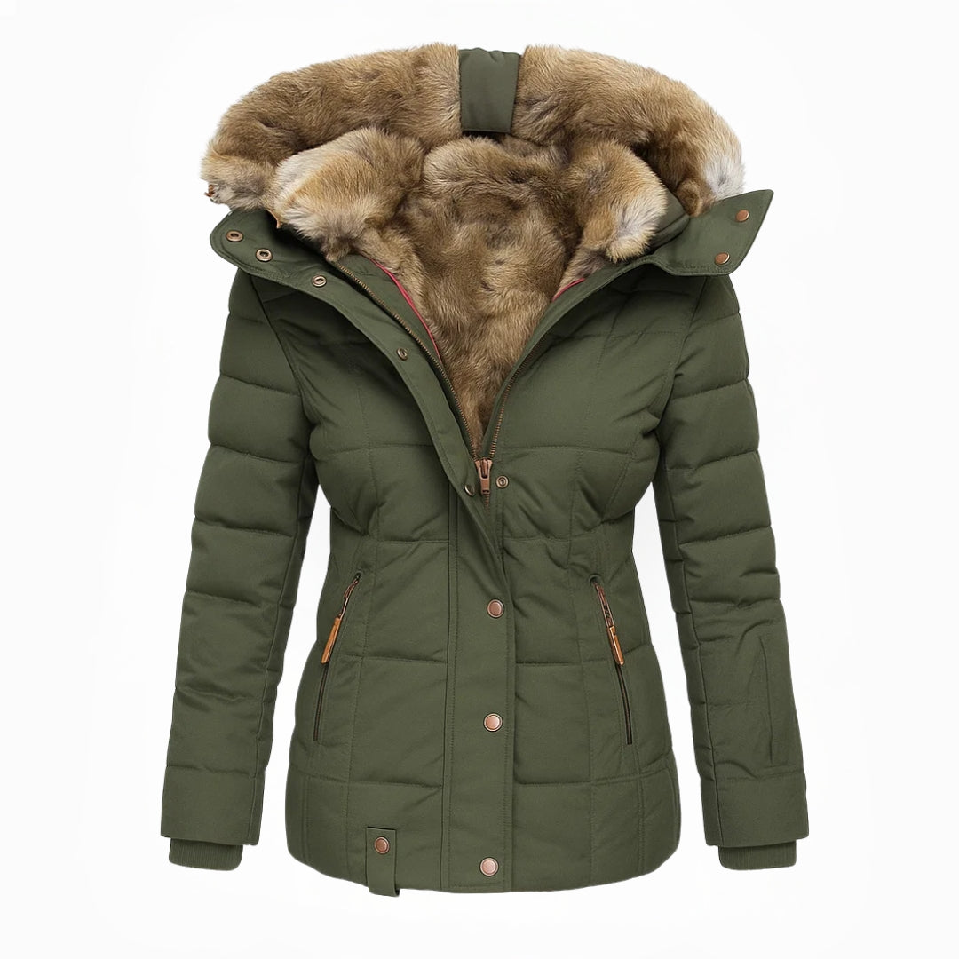 Belvenza | Cappotto Invernale con Fodera in Pelliccia Beige