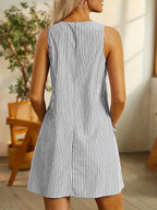 Belvenza | Vestito Senza Maniche a Righe con Tasche
