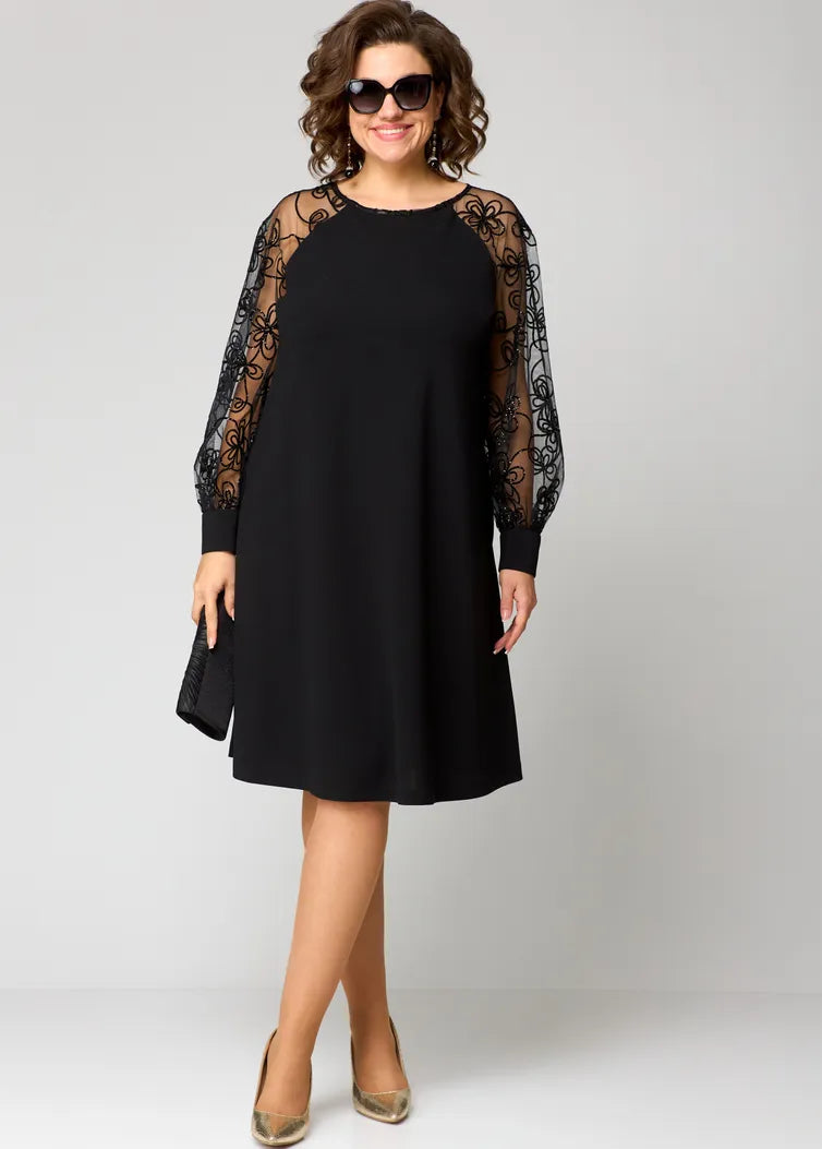 Belvenza | Abito con Maniche in Pizzo Nero