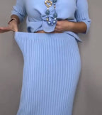 Belvenza | Completo in Maglia con Gonna Midi a Coste