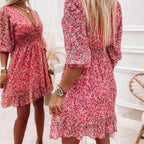 Belvenza | Vestito Elegante a Fiori con Maniche Corte