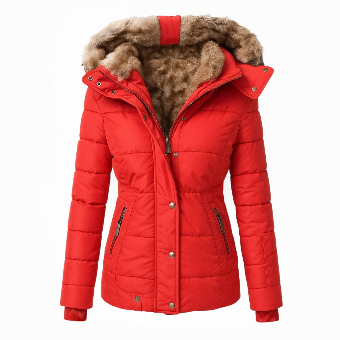 Belvenza | Cappotto Invernale con Fodera in Pelliccia Beige