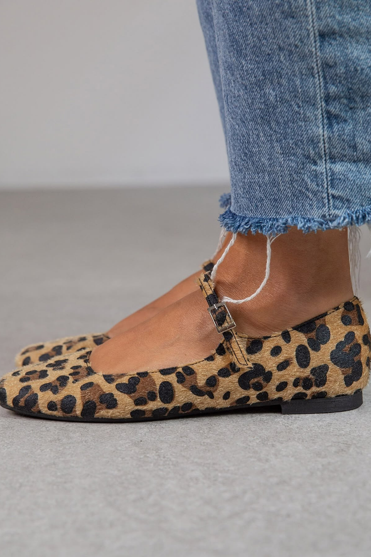 Belvenza | Ballerina con Stampa Animale e Cinturino Elegante