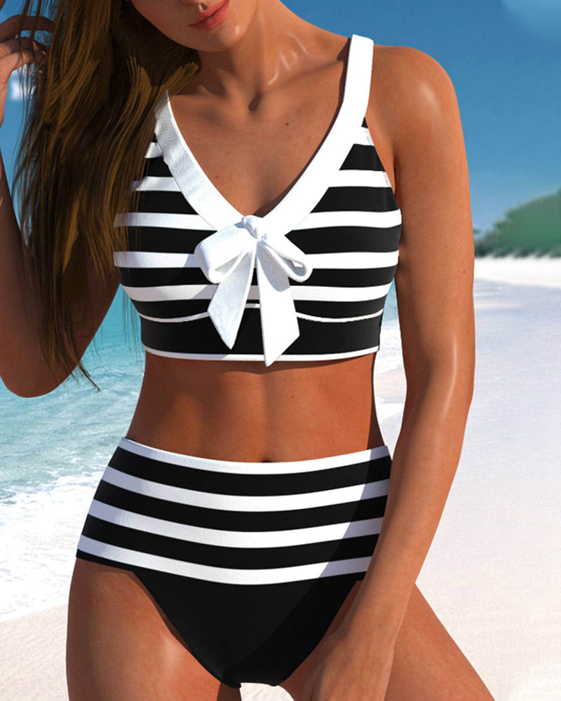 Belvenza | Bikini a Righe con Vita Alta