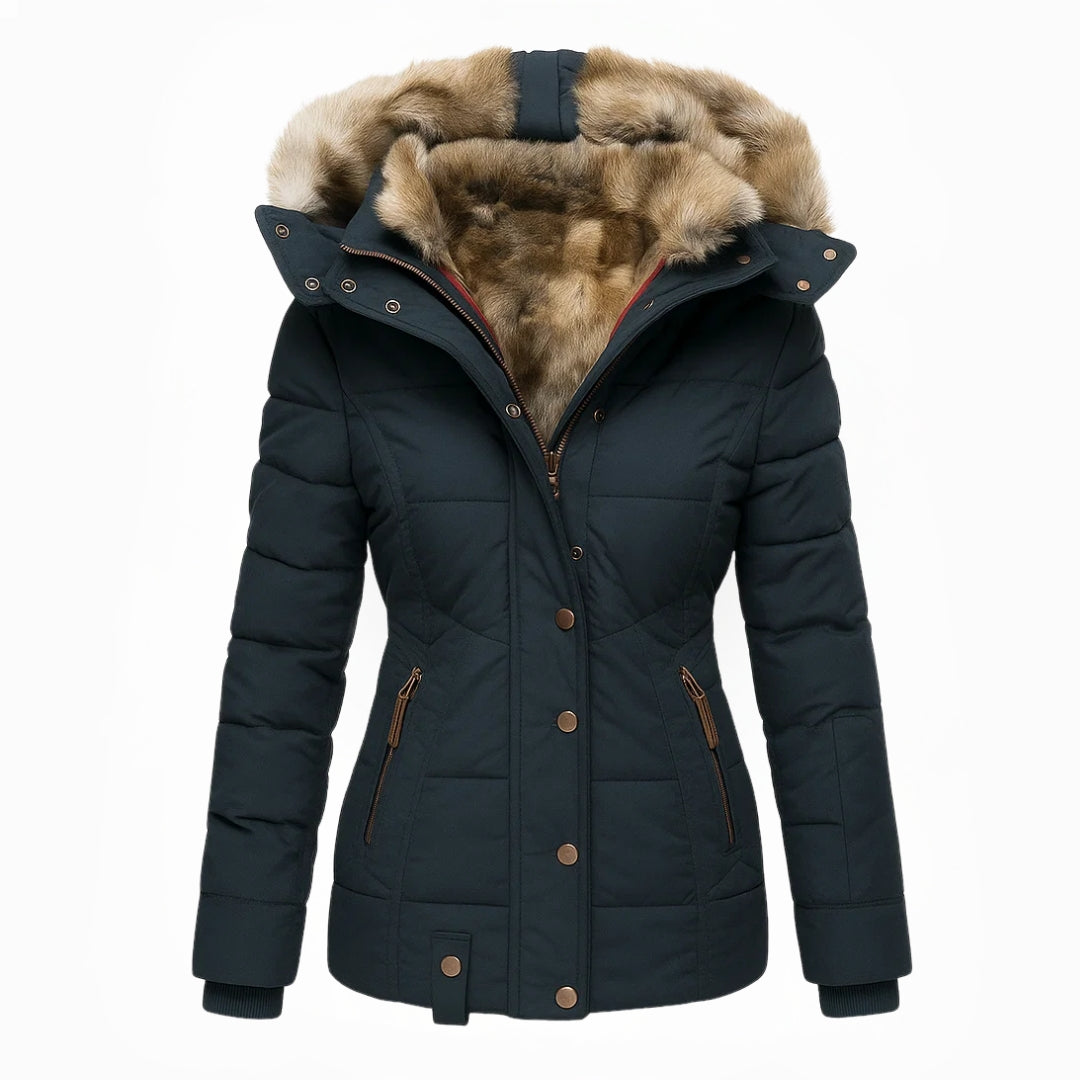 Belvenza | Cappotto Invernale con Fodera in Pelliccia Beige