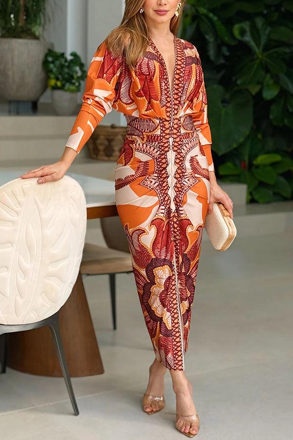 Belvenza | Abito Midi Dolman con Stampa Unica