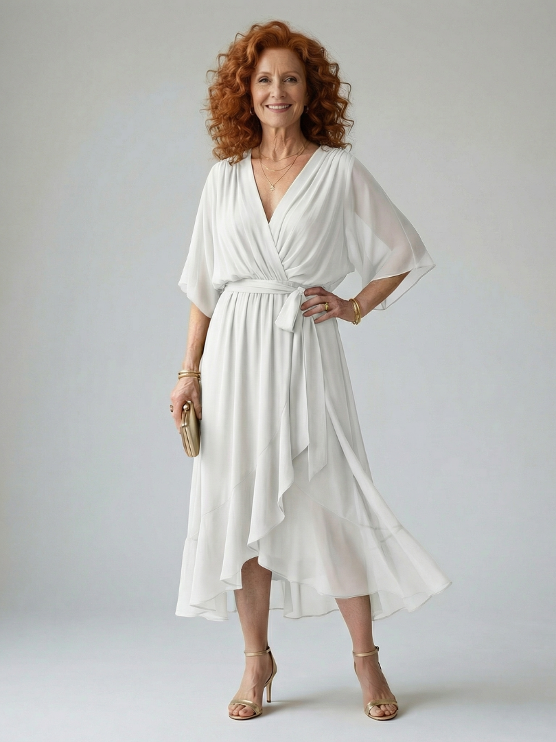 Belvenza | Abito Midi Drappeggiato Leggero