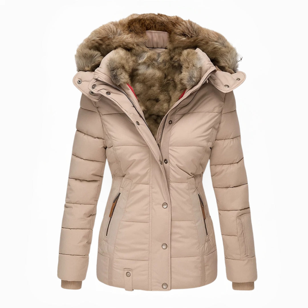 Belvenza | Cappotto Invernale con Fodera in Pelliccia Beige