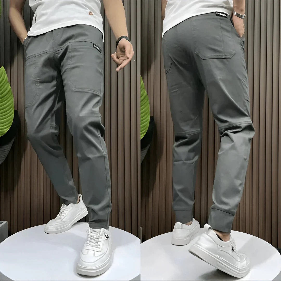 Belvenza | Pantaloni Cargo Premium in Tessuto Elastico Nero