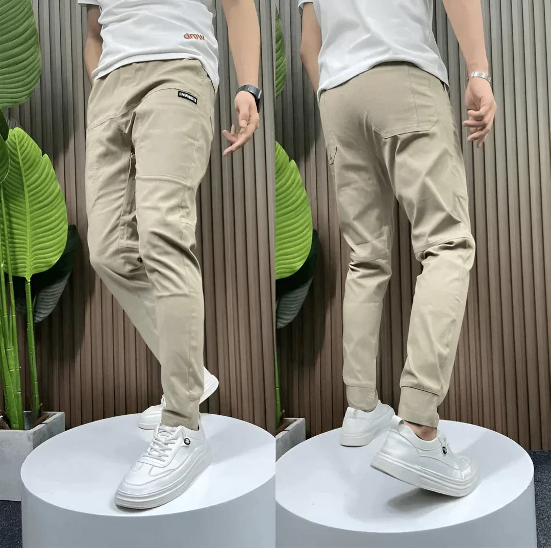 Belvenza | Pantaloni Cargo Premium in Tessuto Elastico Nero