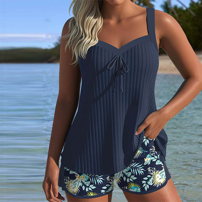 Belvenza | Tankini a Righe con Pantaloni da Spiaggia