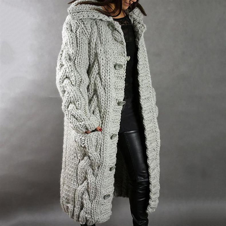 Belvenza | Cappotto Elegante in Maglia Grigia