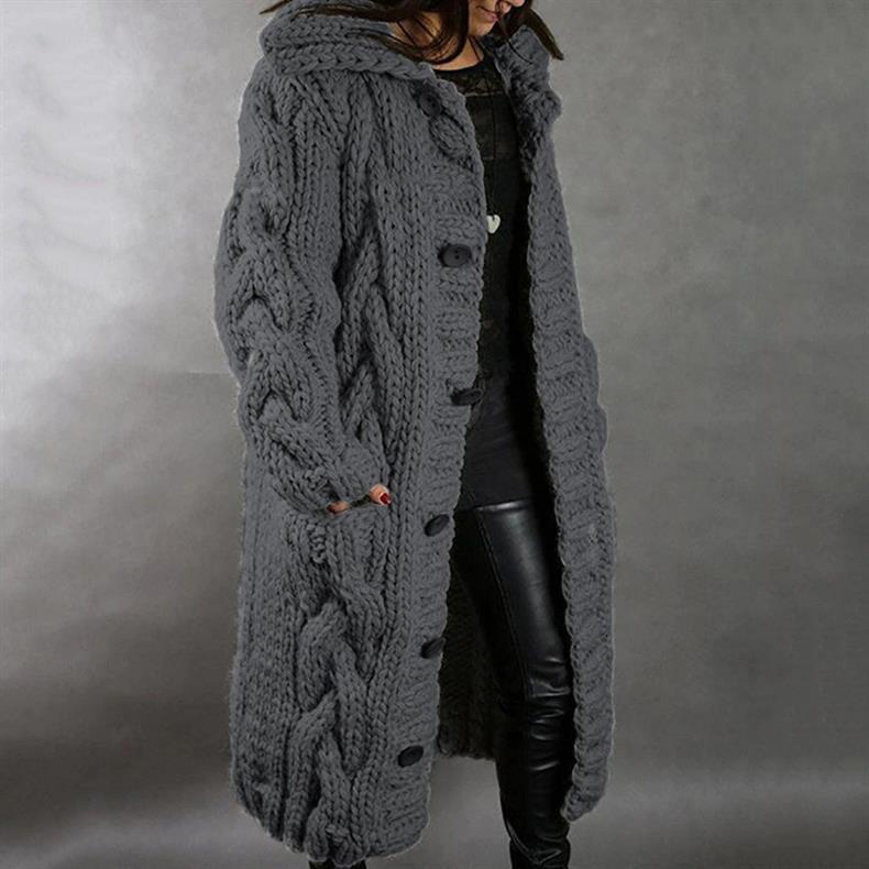 Belvenza | Cappotto Elegante in Maglia Grigia