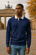 Belvenza | Polo Rugby Classica per Uomini in Cotone Blu