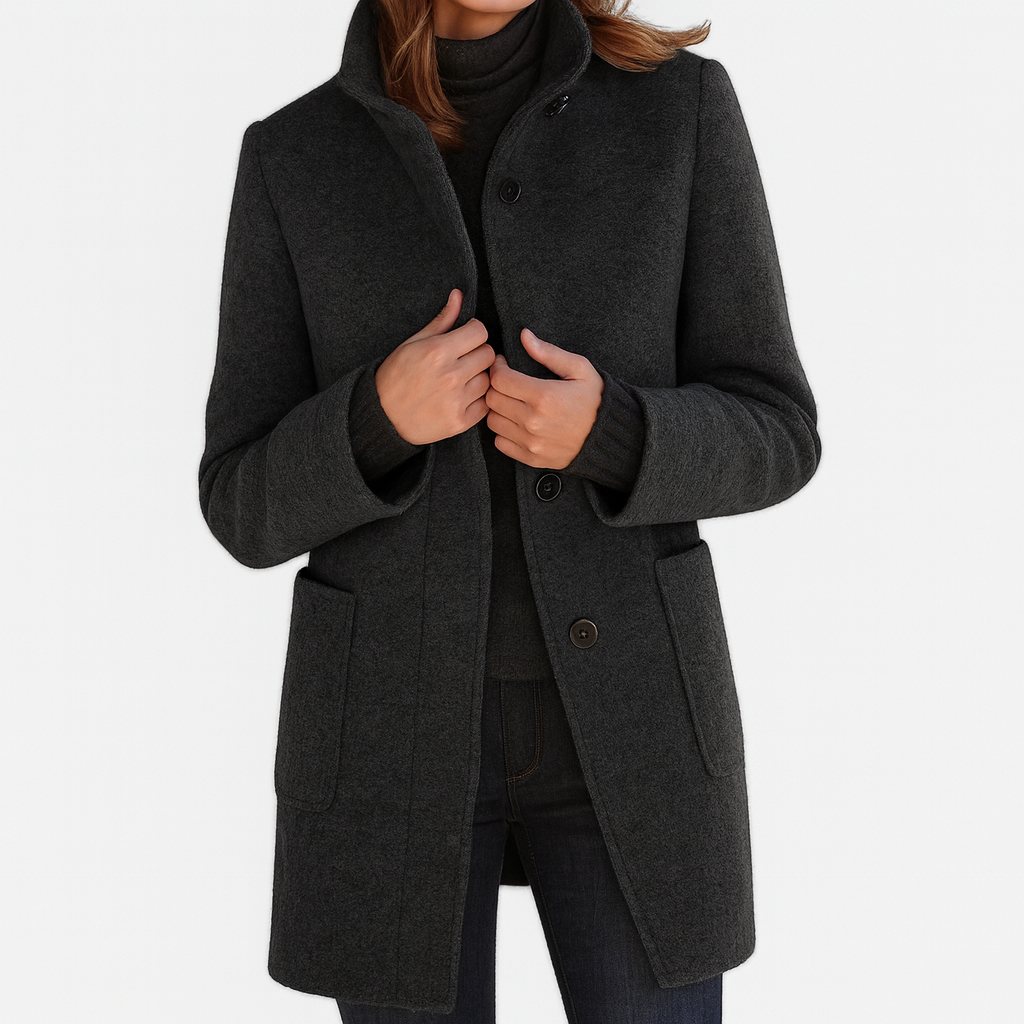 Belvenza | Cappotto Elegante in Tessuto Nero