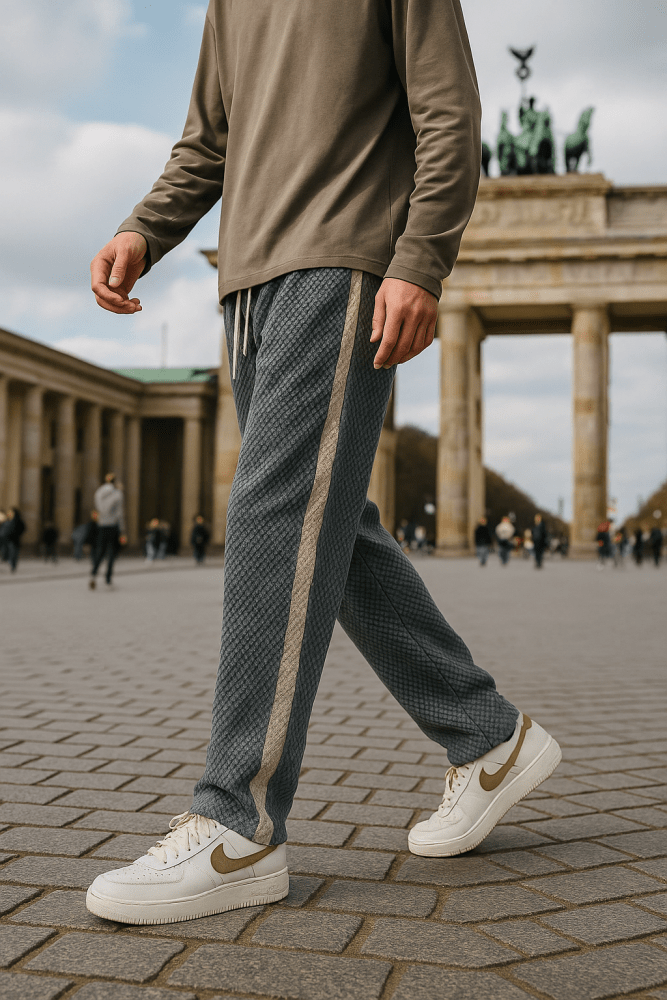 Belvenza | Pantaloni da Jogging in Waffelcord Grigio