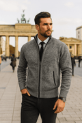 Belvenza | Maglione con Zip in Lana Grigia