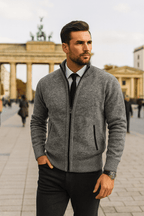 Belvenza | Maglione con Zip in Lana Grigia
