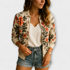 Belvenza | Cardigan Elegante con Zip in Maglia Grigia