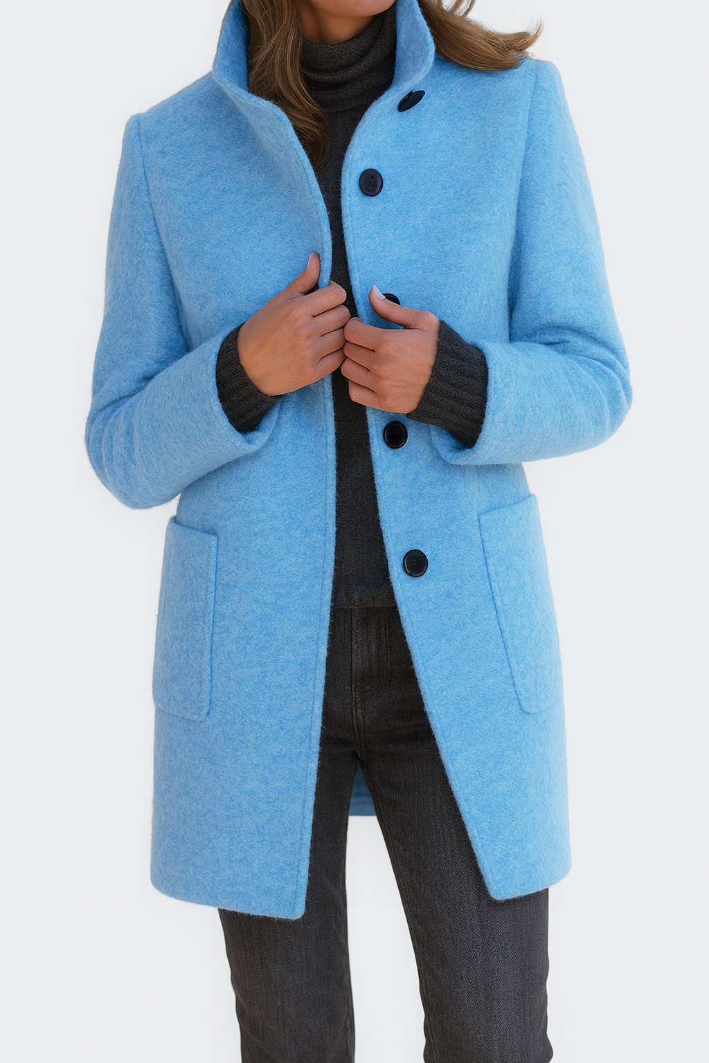 Belvenza | Cappotto Elegante in Tessuto Nero