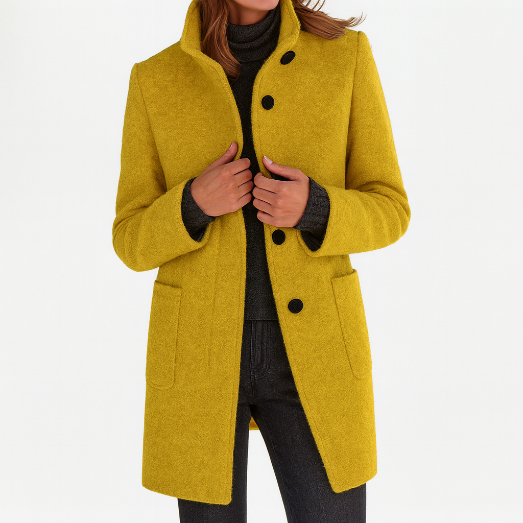 Belvenza | Cappotto Elegante in Tessuto Nero