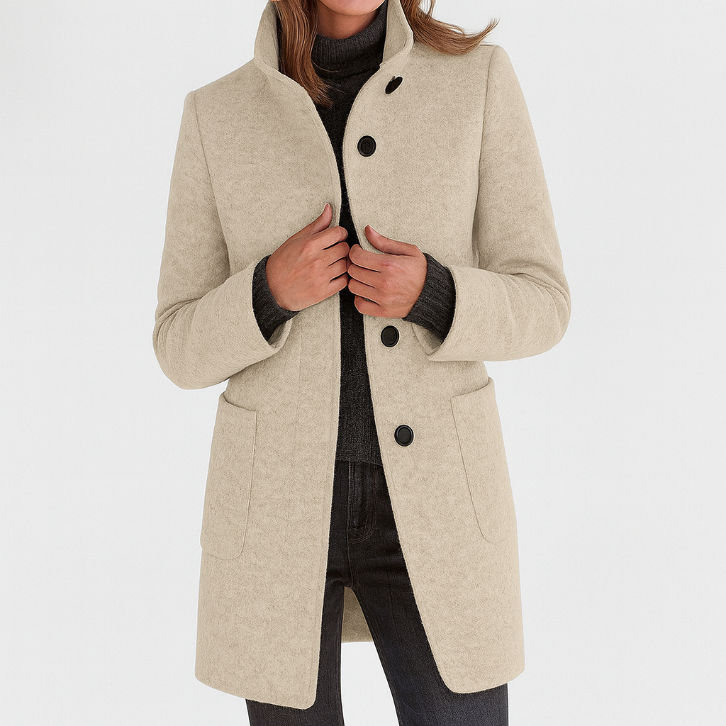 Belvenza | Cappotto Elegante in Tessuto Nero