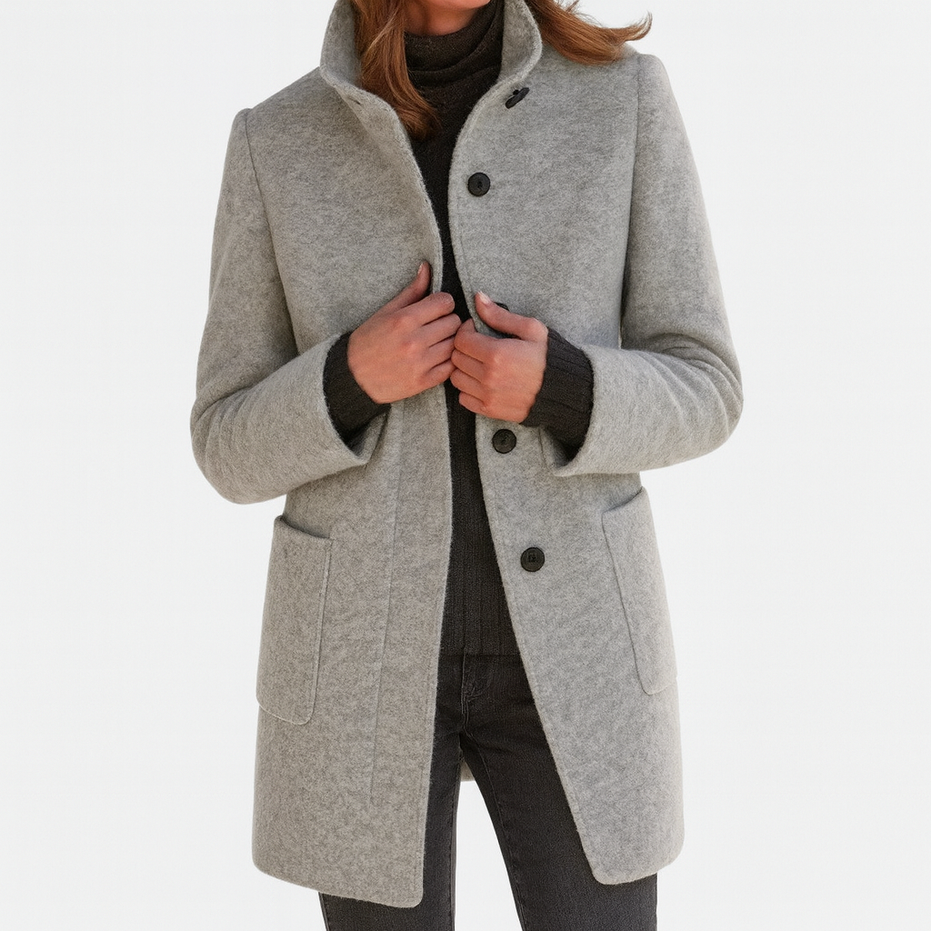 Belvenza | Cappotto Elegante in Tessuto Nero