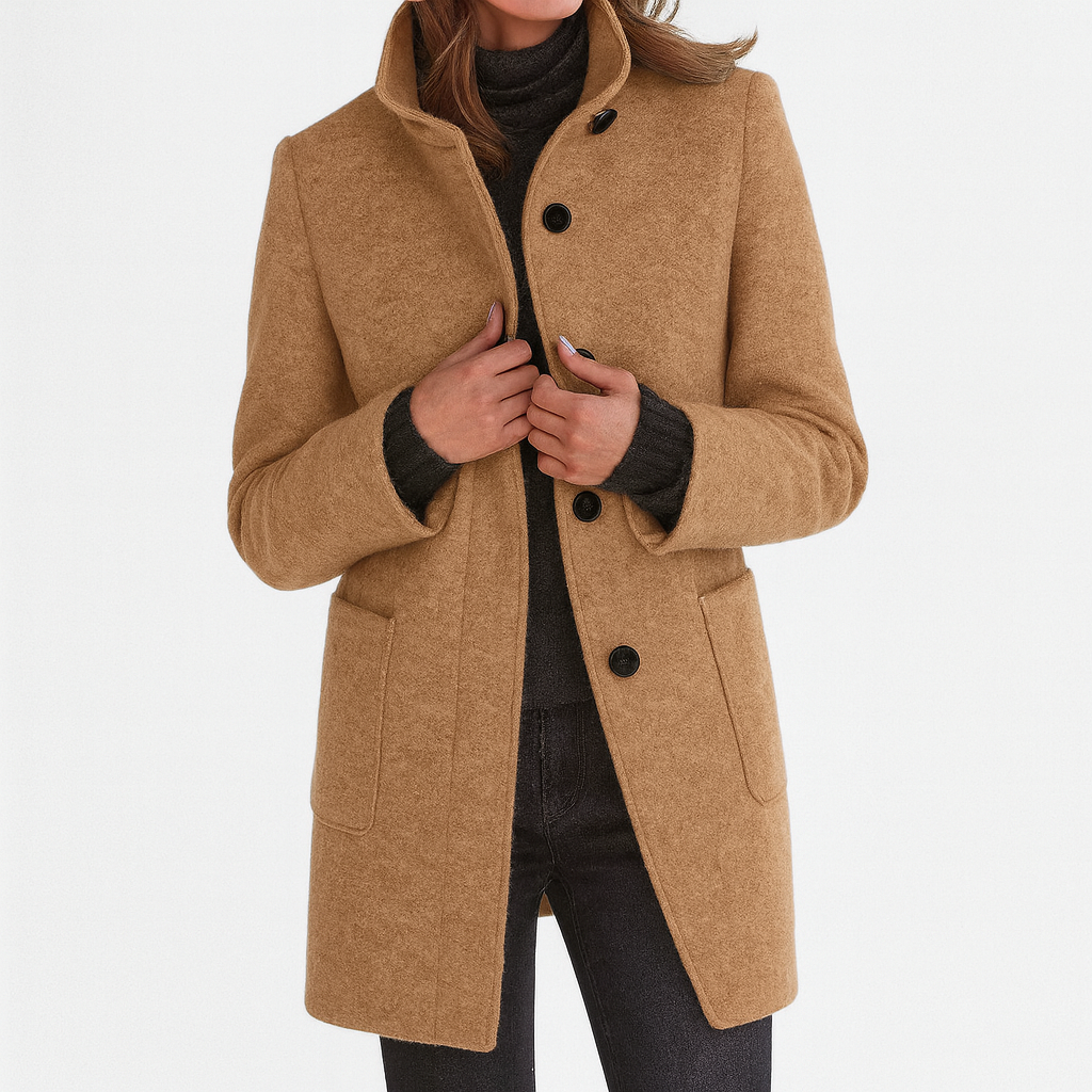 Belvenza | Cappotto Elegante in Tessuto Nero