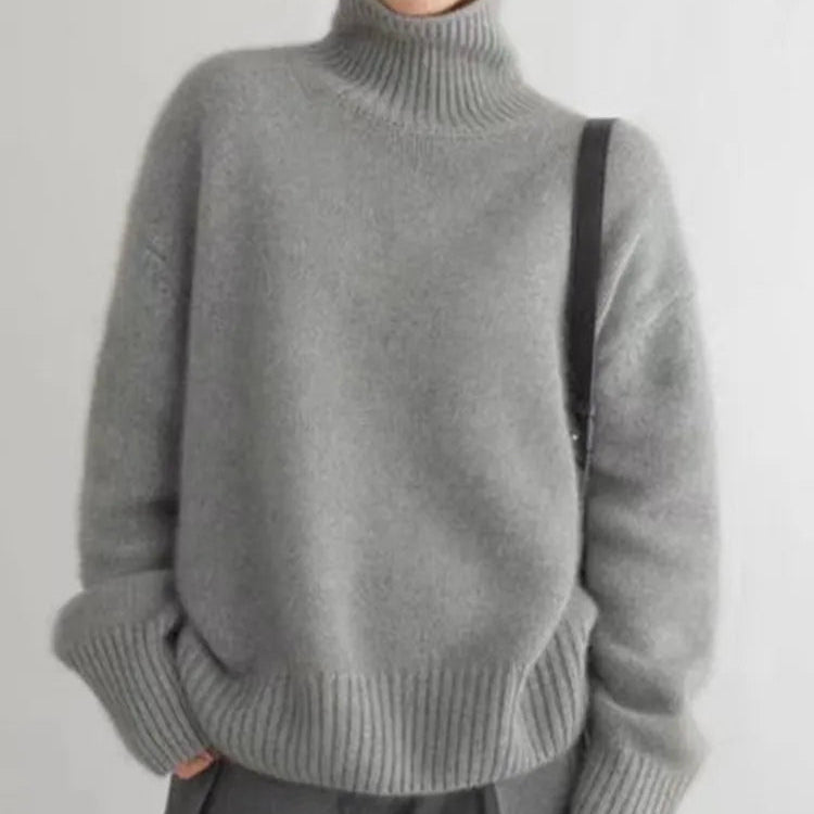 Belvenza | Maglione a Collo Alto in Colorazione Neutra