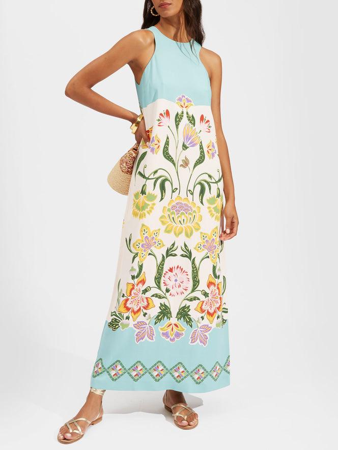 Belvenza | Abito Midi Senza Maniche in Stampa Floreale