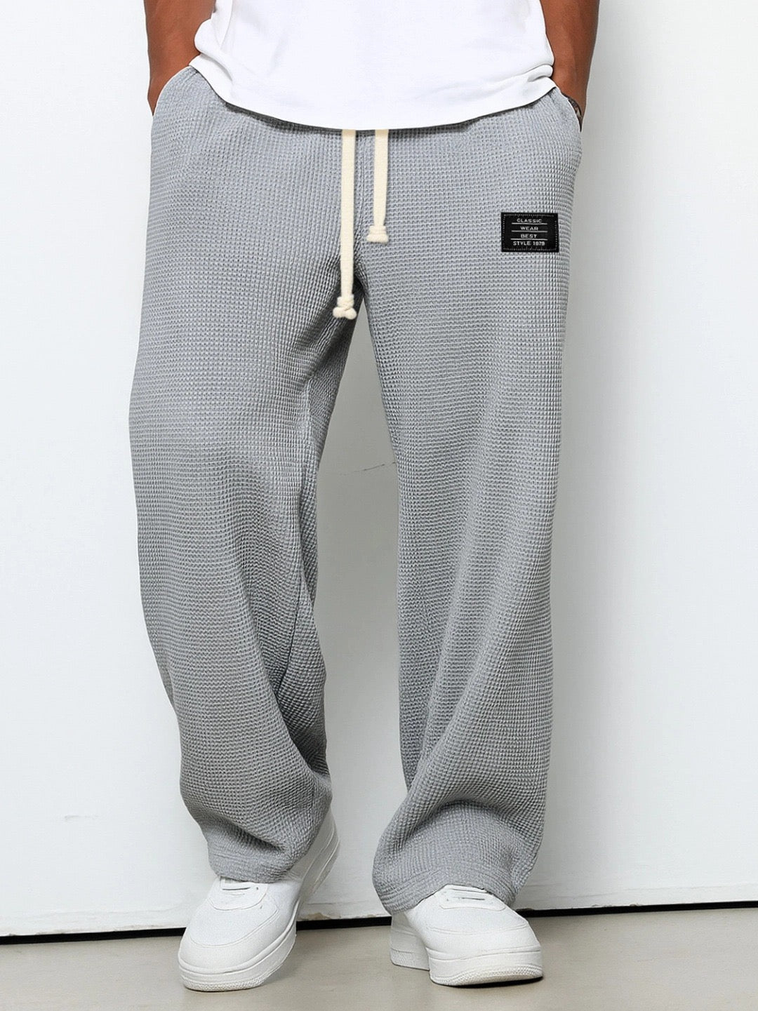 Belvenza | Pantaloni Larghi con Vita Regolabile Grigi