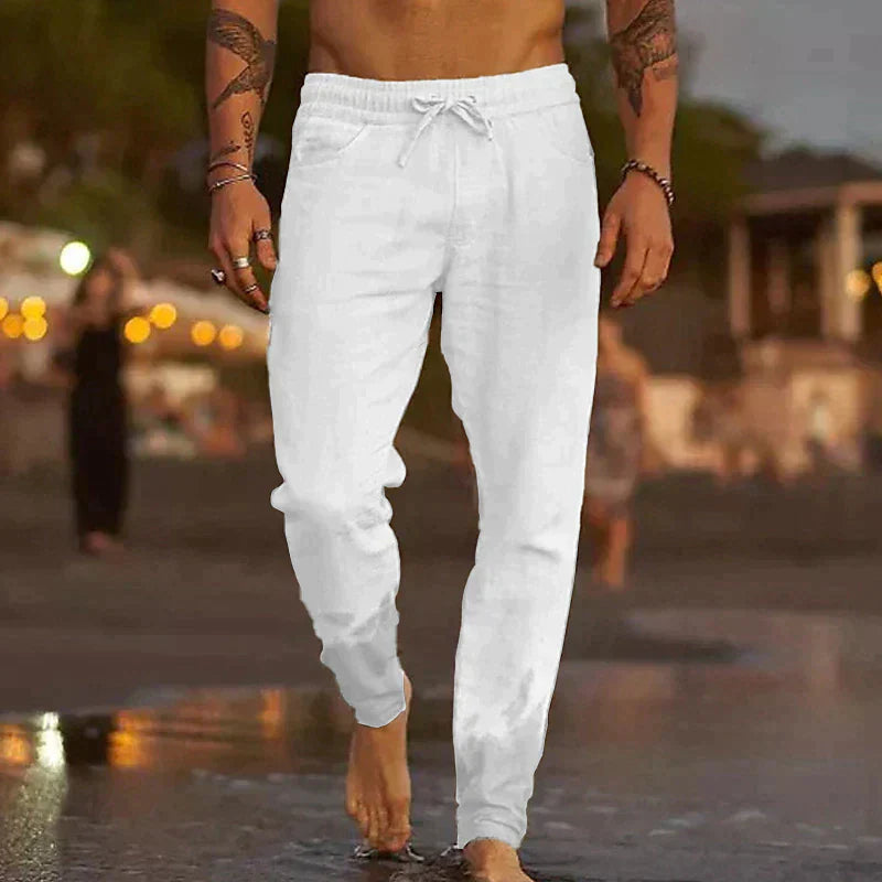 Belvenza | Pantaloni Eleganti in Lino Beige