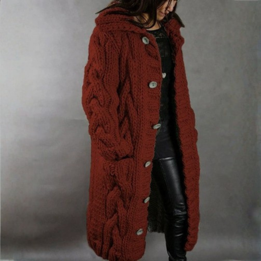 Belvenza | Cappotto Elegante in Maglia Grigia