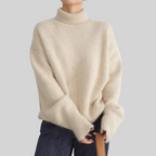 Belvenza | Maglione a Collo Alto in Colorazione Neutra