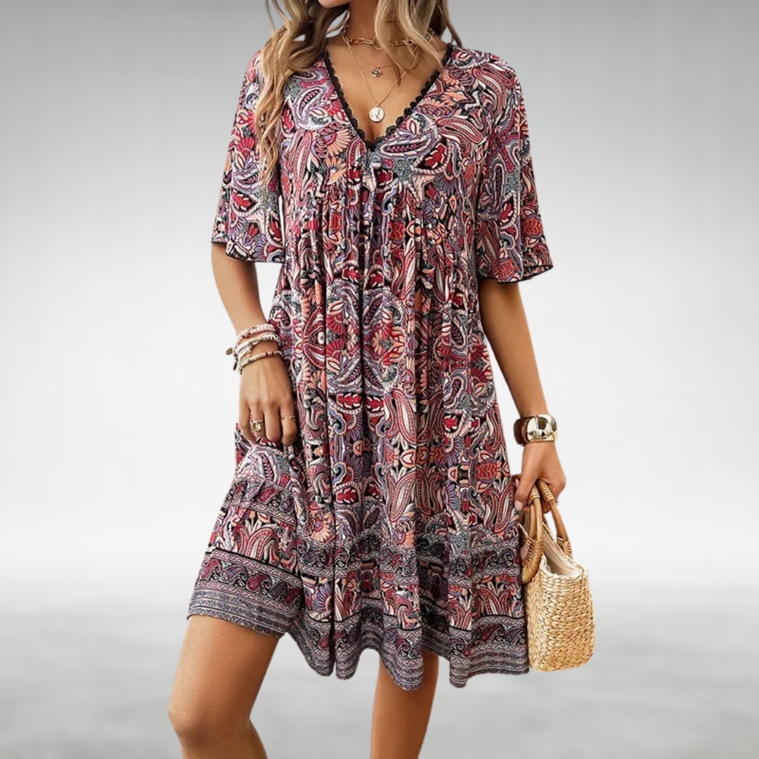 Belvenza | Vestito Elegante con Stampa Paisley