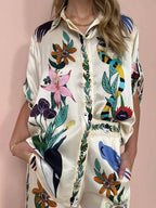 Belvenza | Set Camicia e Pantaloni in Satin con Stampa Unica