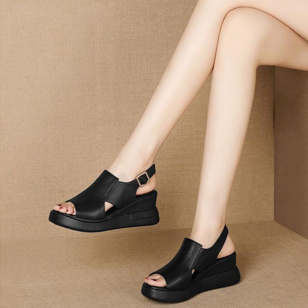 Belvenza | Sandali Slingback Wedge Beige