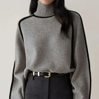 Belvenza | Maglione a Collo Alto in Cashmere Beige