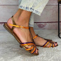 Belvenza | Sandali Piatto con T-Strap Beige