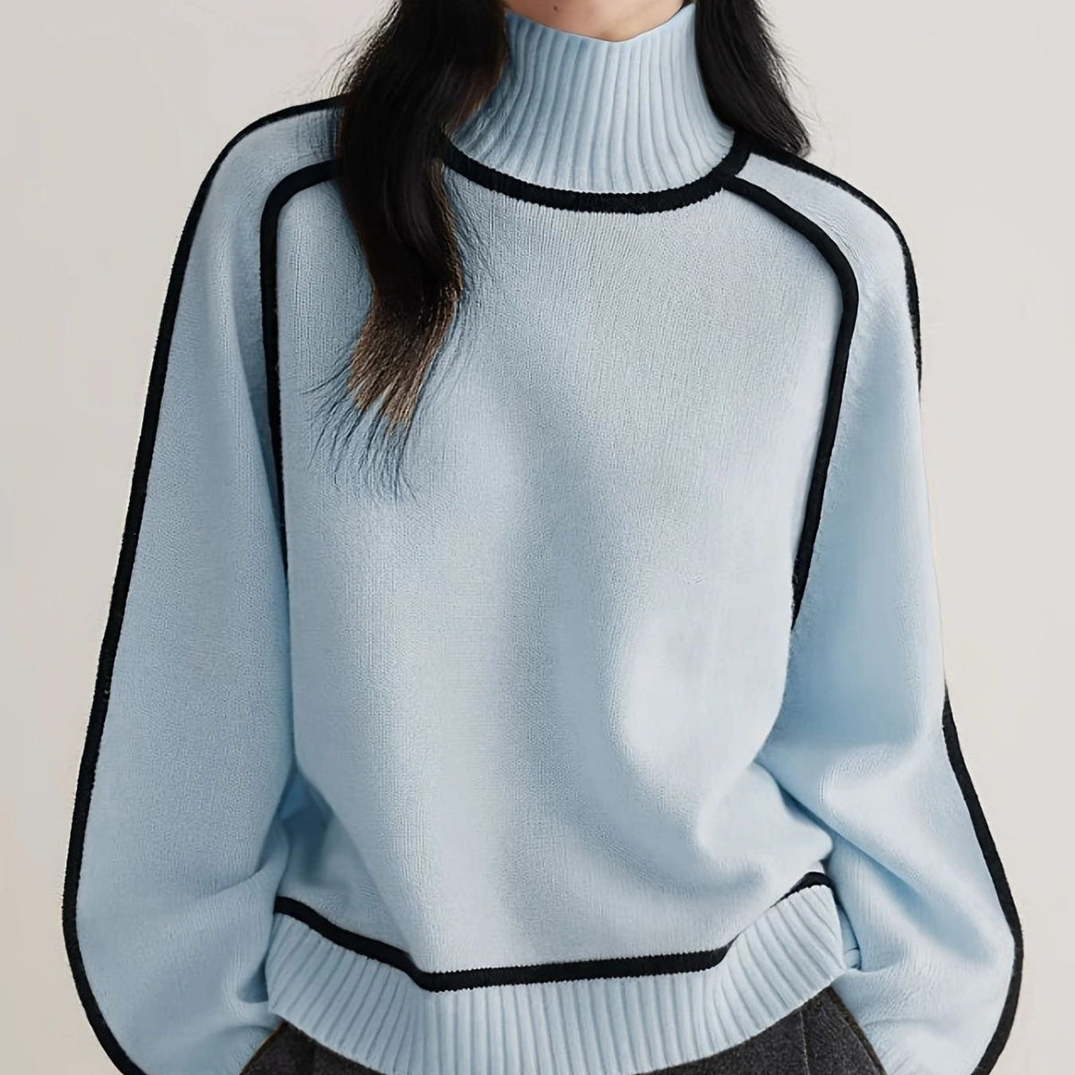 Belvenza | Maglione a Collo Alto in Cashmere Beige