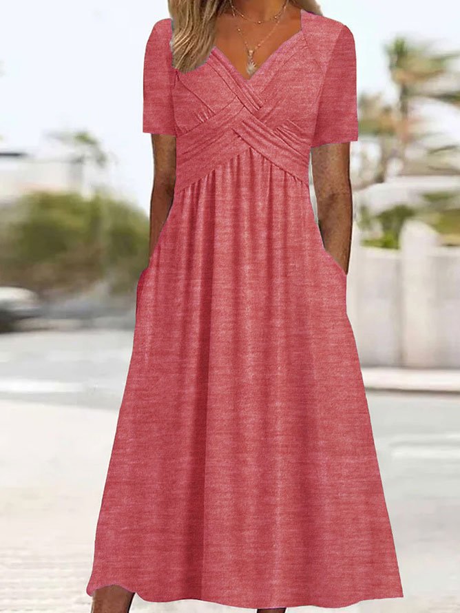 Belvenza | Abito Midi Crossover Elegante in Tessuto Morbido