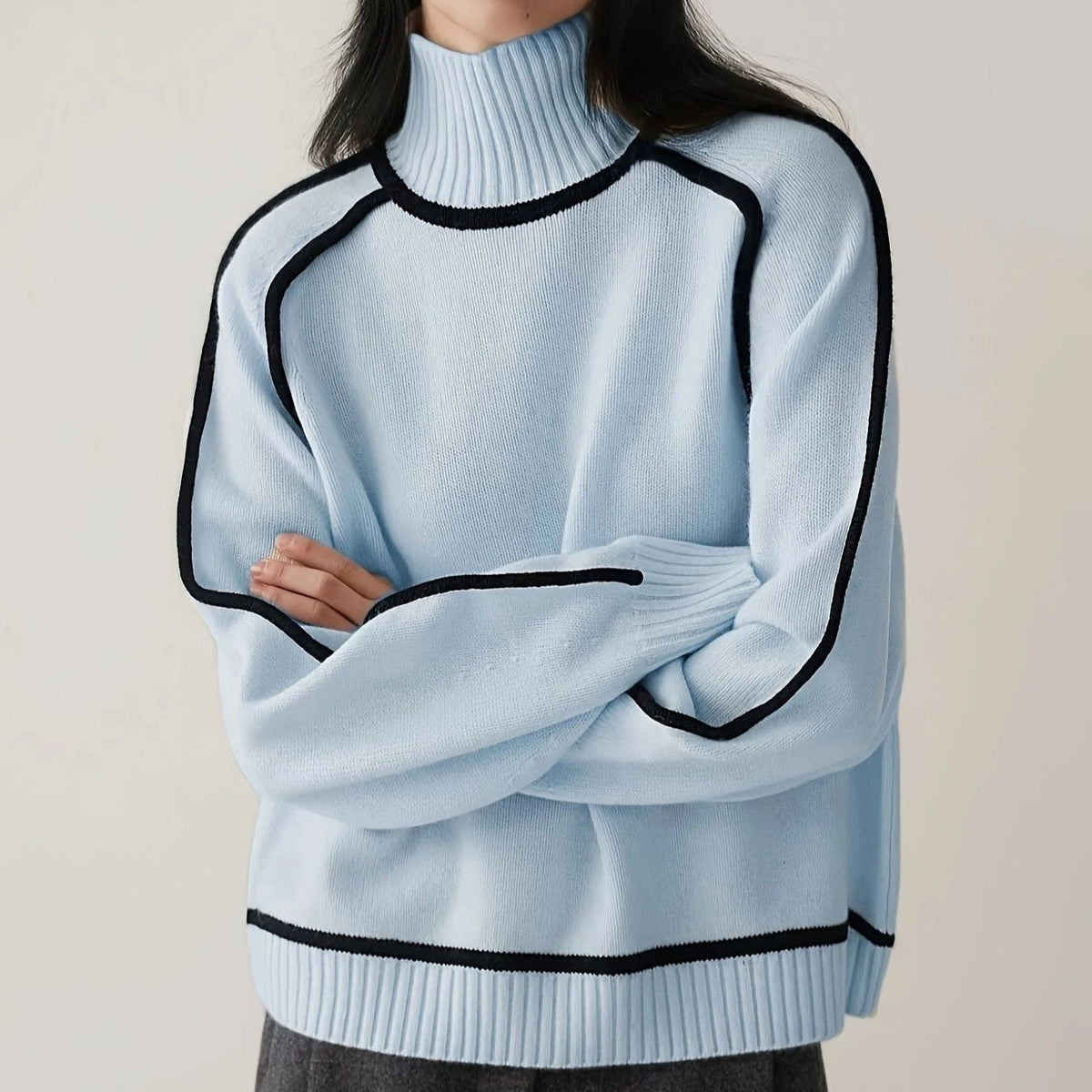 Belvenza | Maglione a Collo Alto in Cashmere Beige