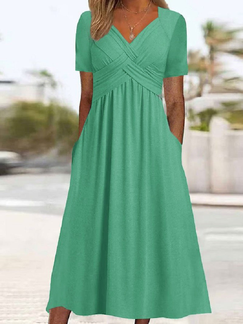 Belvenza | Abito Midi Crossover Elegante in Tessuto Morbido